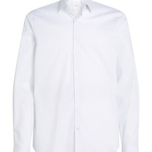 Poplin 2tones Print Slim Shirt